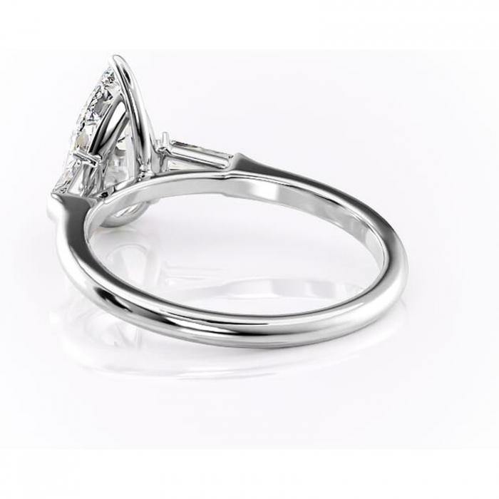 Inel de logodnă Juliette din aur Alb 14kt cu moissanite tăietură pară – Solitar rafinată pentru profil înalt | Personalizează și configurează gratuit online [4]