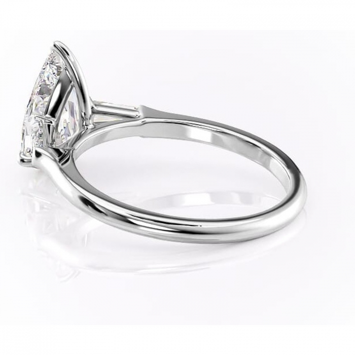 Inel de logodnă Juliette din aur Alb 14kt cu moissanite tăietură pară – Solitar rafinată pentru profil înalt | Personalizează și configurează gratuit online [5]