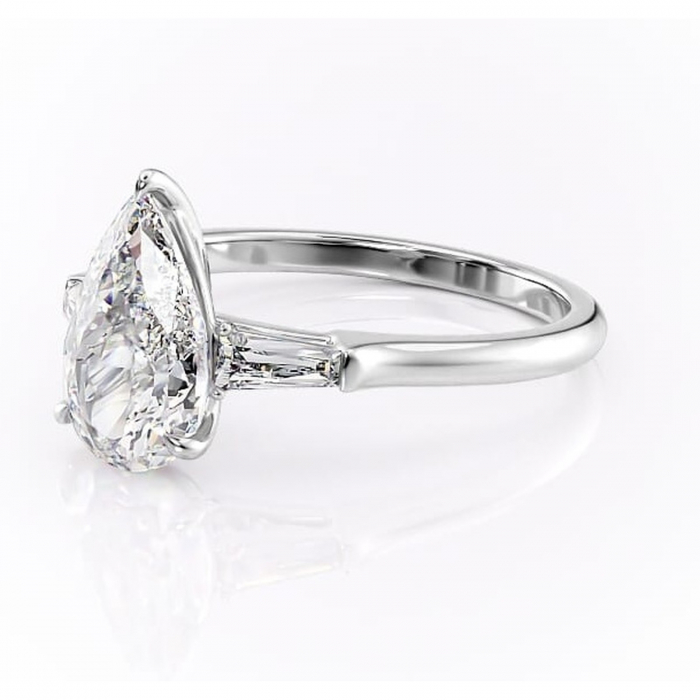 Inel de logodnă Juliette din aur Alb 14kt cu moissanite tăietură pară – Solitar rafinată pentru profil înalt | Personalizează și configurează gratuit online [7]