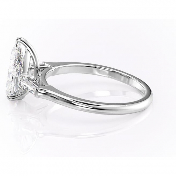 Inel de logodnă Juliette din aur Alb 14kt cu moissanite tăietură pară – Solitar rafinată pentru profil înalt | Personalizează și configurează gratuit online [6]