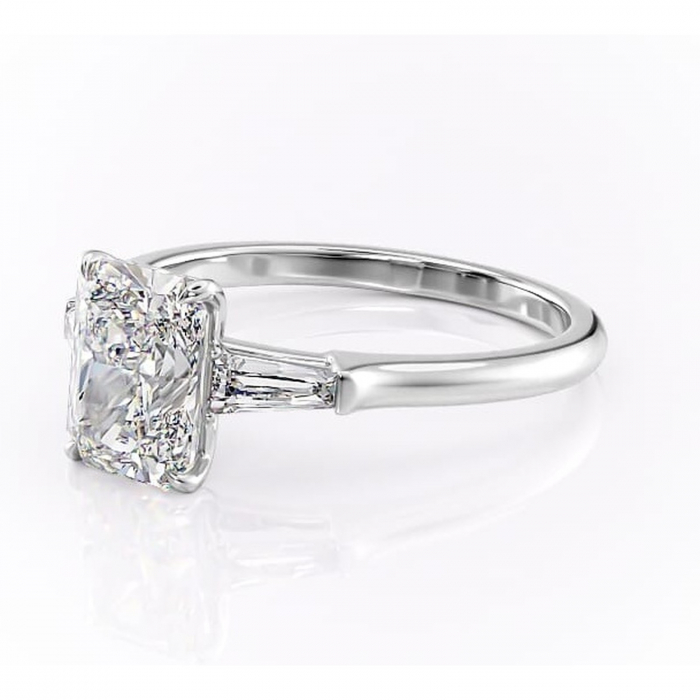 Inel de logodnă Juliette din aur Alb 14kt cu moissanite tăietură radiantă – Solitar rafinată pentru profil înalt | Personalizează și configurează gratuit online [7]