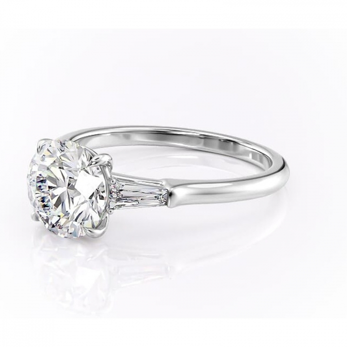 Inel de logodnă Juliette din aur Alb 14kt cu moissanite tăietură rotundă – Solitar rafinată pentru profil înalt | Personalizează și configurează gratuit online [7]