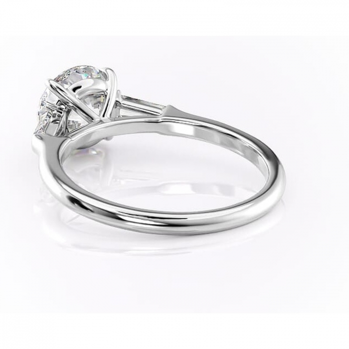 Inel de logodnă Juliette din aur Alb 14kt cu moissanite tăietură rotundă – Solitar rafinată pentru profil înalt | Personalizează și configurează gratuit online [4]