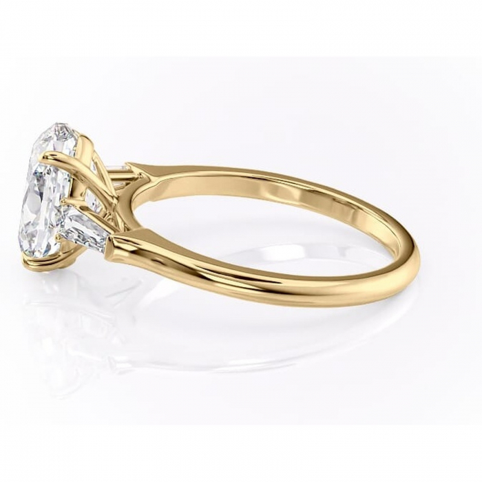 Inel de logodnă Juliette din aur Galben 18kt cu moissanite tăietură ovală – Solitar rafinată pentru profil înalt | Personalizează și configurează gratuit online [6]