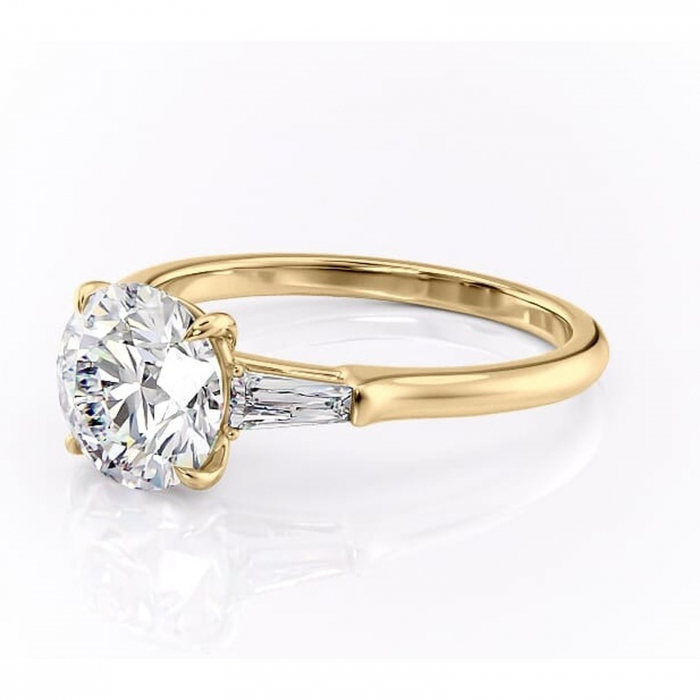 Inel de logodnă Juliette din aur Galben 14kt cu moissanite tăietură rotundă – Solitar rafinată pentru profil înalt | Personalizează și configurează gratuit online [7]