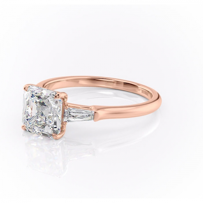 Inel de logodnă Juliette din aur Rose 14kt cu moissanite tăietură asscher – Solitar rafinată pentru profil înalt | Personalizează și configurează gratuit online [7]