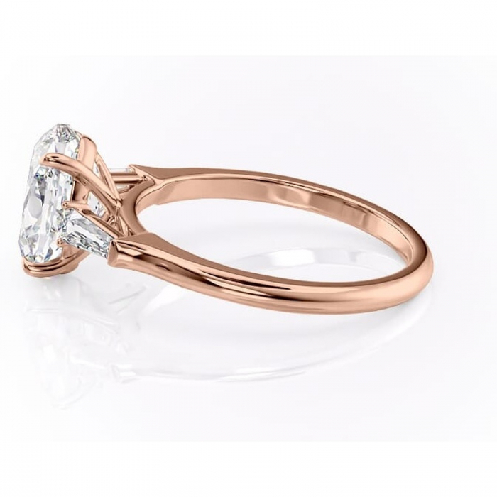 Inel de logodnă Juliette din aur Rose 14kt cu moissanite tăietură ovală – Solitar rafinată pentru profil înalt | Personalizează și configurează gratuit online [6]
