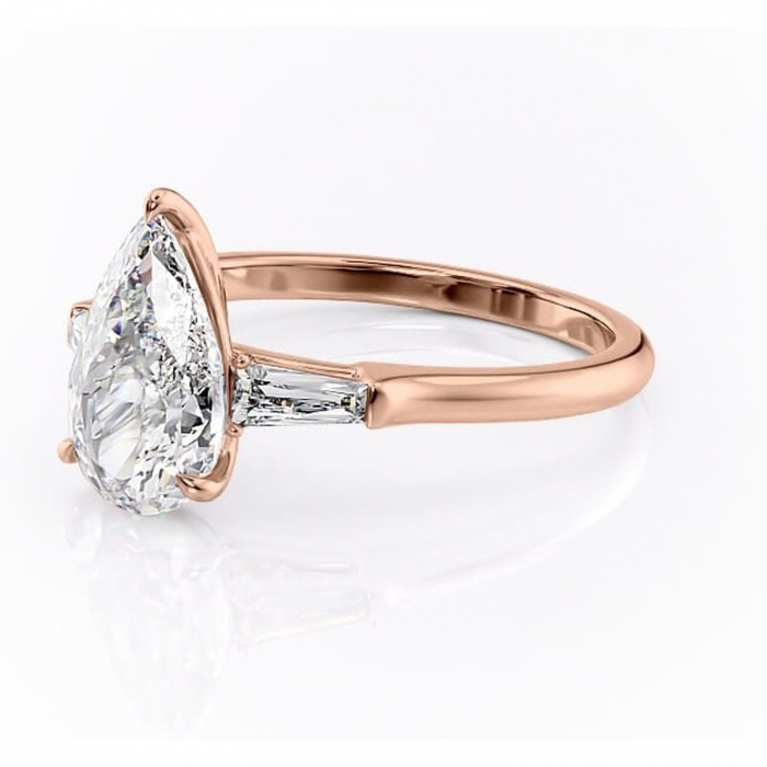Inel de logodnă Juliette din aur Rose 14kt cu moissanite tăietură pară – Solitar rafinată pentru profil înalt | Personalizează și configurează gratuit online [7]