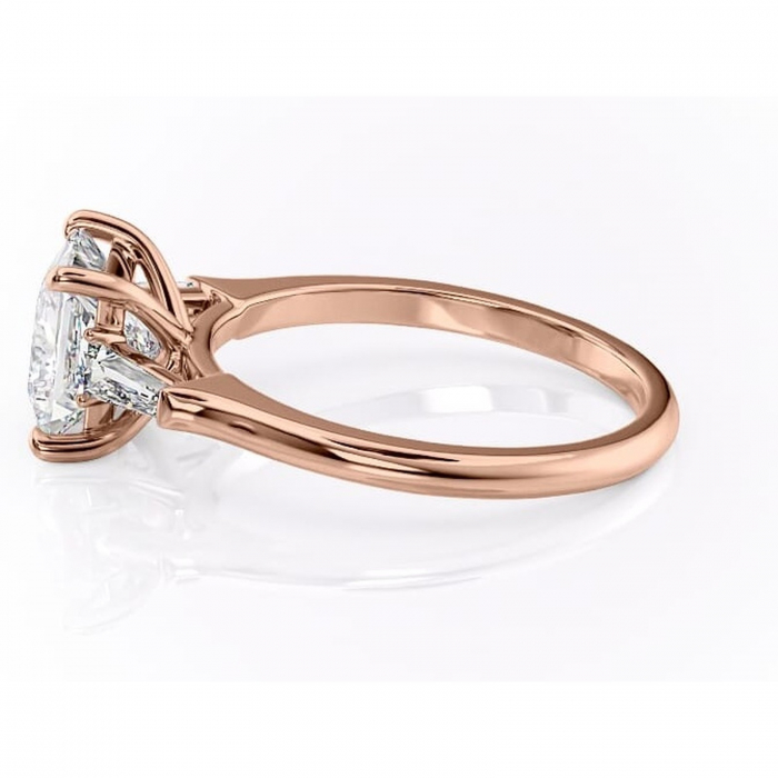 Inel de logodnă Juliette din aur Rose 14kt cu moissanite tăietură princess – Solitar rafinată pentru profil înalt | Personalizează și configurează gratuit online [6]