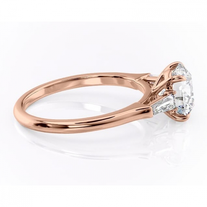 Inel de logodnă Juliette din aur Rose 14kt cu moissanite tăietură rotundă – Solitar rafinată pentru profil înalt | Personalizează și configurează gratuit online [2]