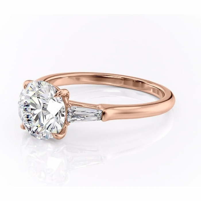 Inel de logodnă Juliette din aur Rose 14kt cu moissanite tăietură rotundă – Solitar rafinată pentru profil înalt | Personalizează și configurează gratuit online [7]