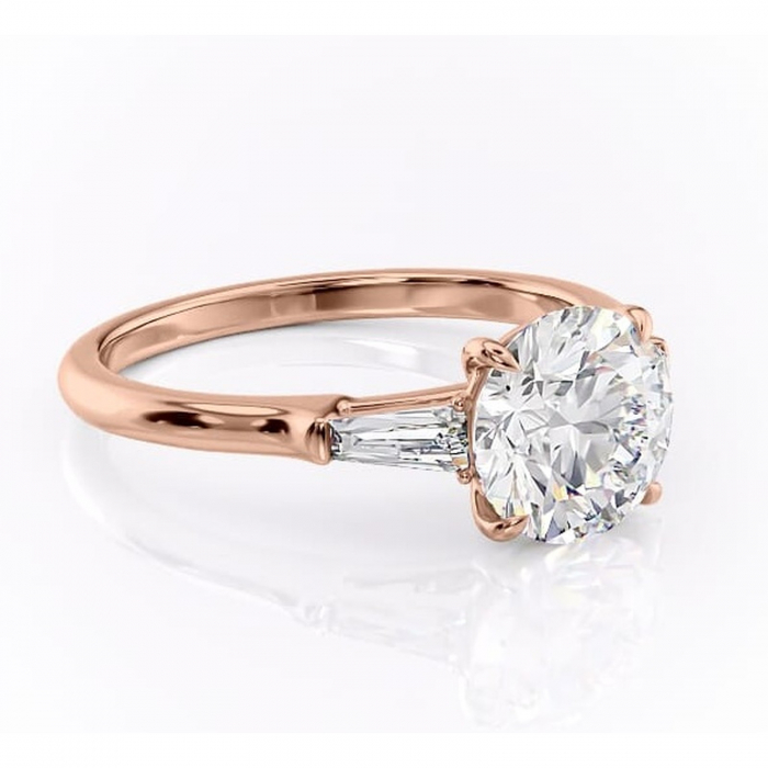 Inel de logodnă Juliette din aur Rose 14kt cu moissanite tăietură rotundă – Solitar rafinată pentru profil înalt | Personalizează și configurează gratuit online [1]