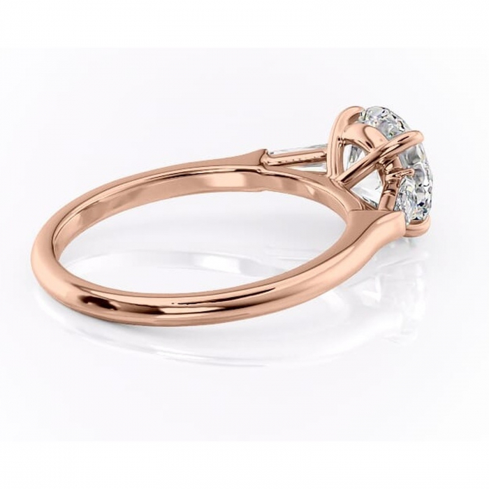 Inel de logodnă Juliette din aur Rose 14kt cu moissanite tăietură rotundă – Solitar rafinată pentru profil înalt | Personalizează și configurează gratuit online [3]