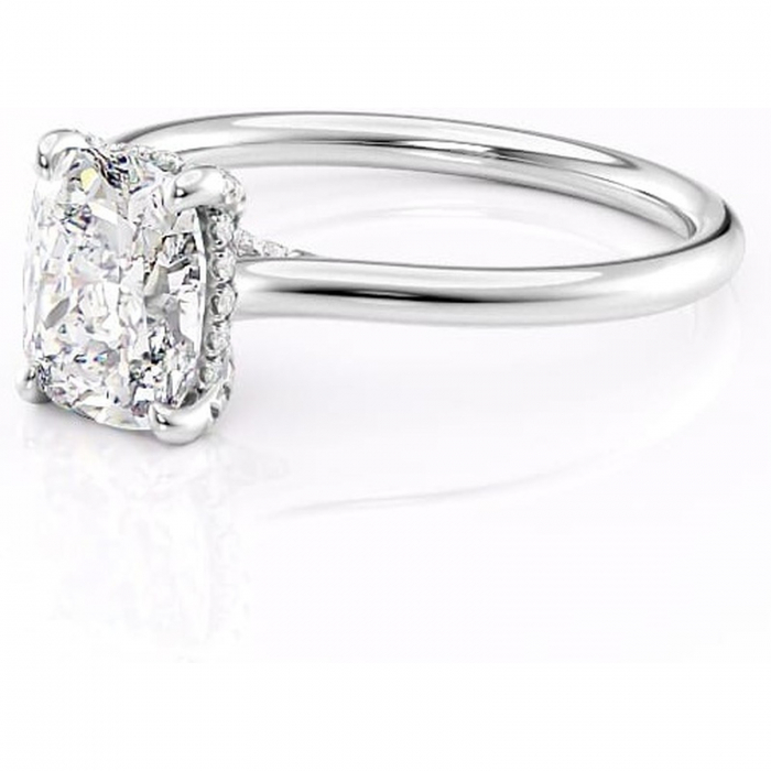 Inel de logodnă Kaia din aur Alb 14kt cu moissanite tăietură asscher – Solitar rafinată pentru profil mediu | Personalizează și configurează gratuit online [7]