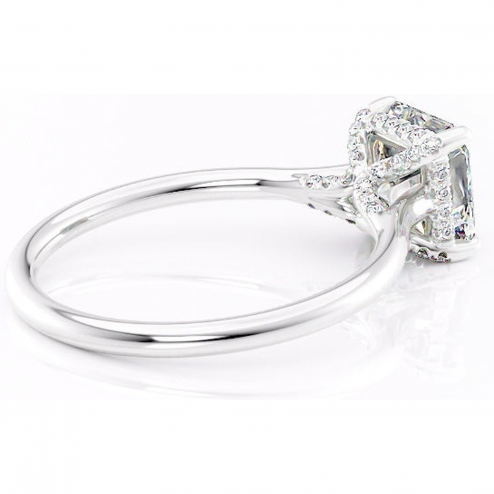 Inel de logodnă Kaia din aur Alb 14kt cu moissanite tăietură asscher – Solitar rafinată pentru profil mediu | Personalizează și configurează gratuit online [3]