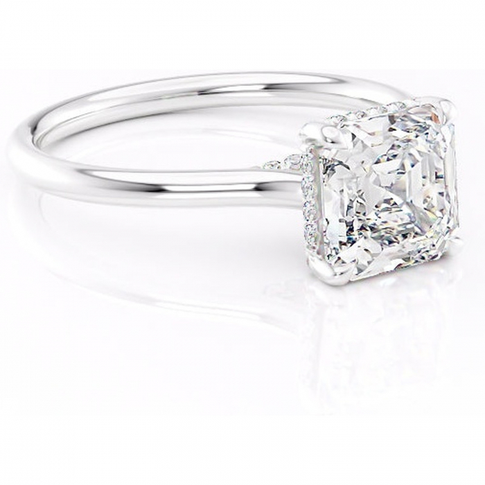 Inel de logodnă Kaia din aur Alb 14kt cu moissanite tăietură asscher – Solitar rafinată pentru profil mediu | Personalizează și configurează gratuit online [1]