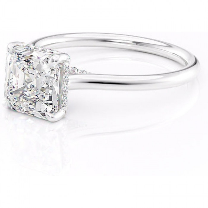 Inel de logodnă Kaia din aur Alb 14kt cu moissanite tăietură asscher – Solitar rafinată pentru profil mediu | Personalizează și configurează gratuit online [7]