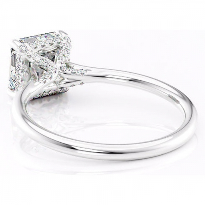 Inel de logodnă Kaia din aur Alb 14kt cu moissanite tăietură asscher – Solitar rafinată pentru profil mediu | Personalizează și configurează gratuit online [4]