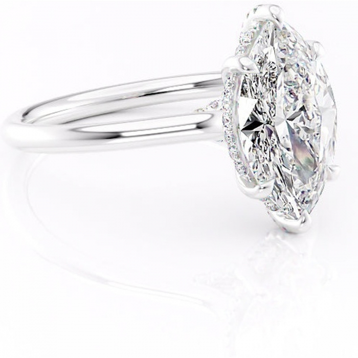 Inel de logodnă Kaia din aur Alb 14kt cu moissanite tăietură marquise – Solitar rafinată pentru profil mediu | Personalizează și configurează gratuit online [1]