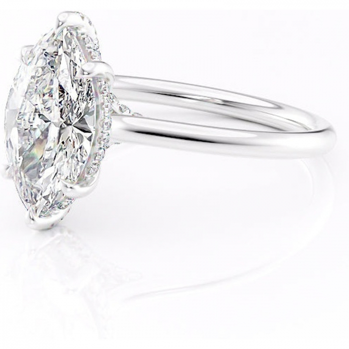 Inel de logodnă Kaia din aur Alb 14kt cu moissanite tăietură marquise – Solitar rafinată pentru profil mediu | Personalizează și configurează gratuit online [7]