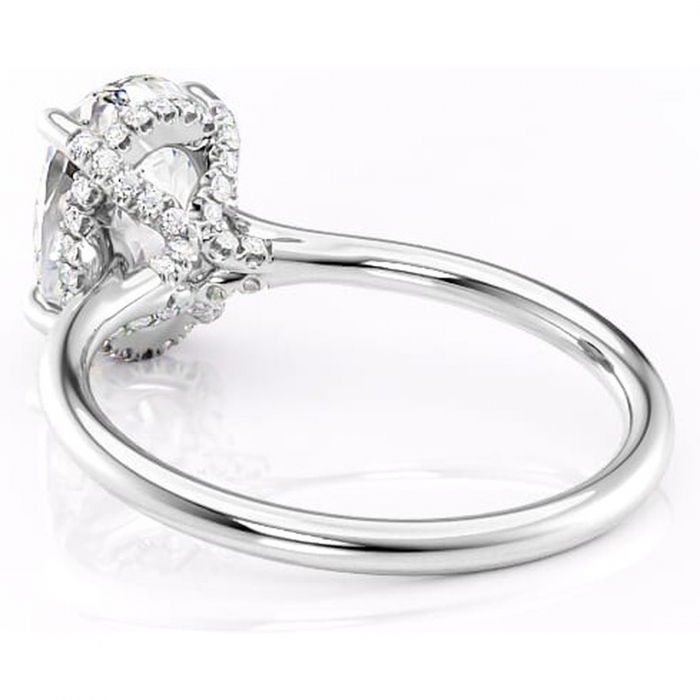 Inel de logodnă Kaia din aur Alb 14kt cu moissanite tăietură ovală – Solitar rafinată pentru profil mediu | Personalizează și configurează gratuit online [4]