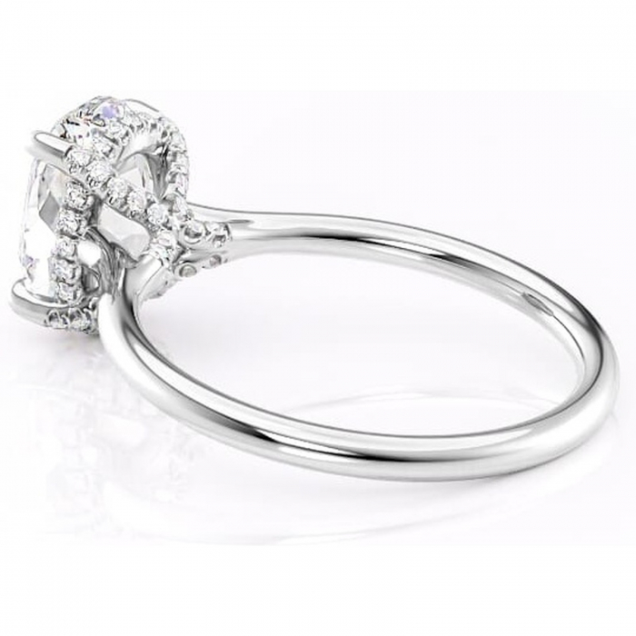 Inel de logodnă Kaia din aur Alb 14kt cu moissanite tăietură ovală – Solitar rafinată pentru profil mediu | Personalizează și configurează gratuit online [5]