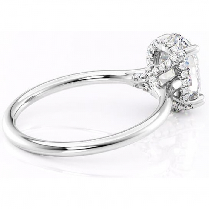 Inel de logodnă Kaia din aur Alb 14kt cu moissanite tăietură ovală – Solitar rafinată pentru profil mediu | Personalizează și configurează gratuit online [3]