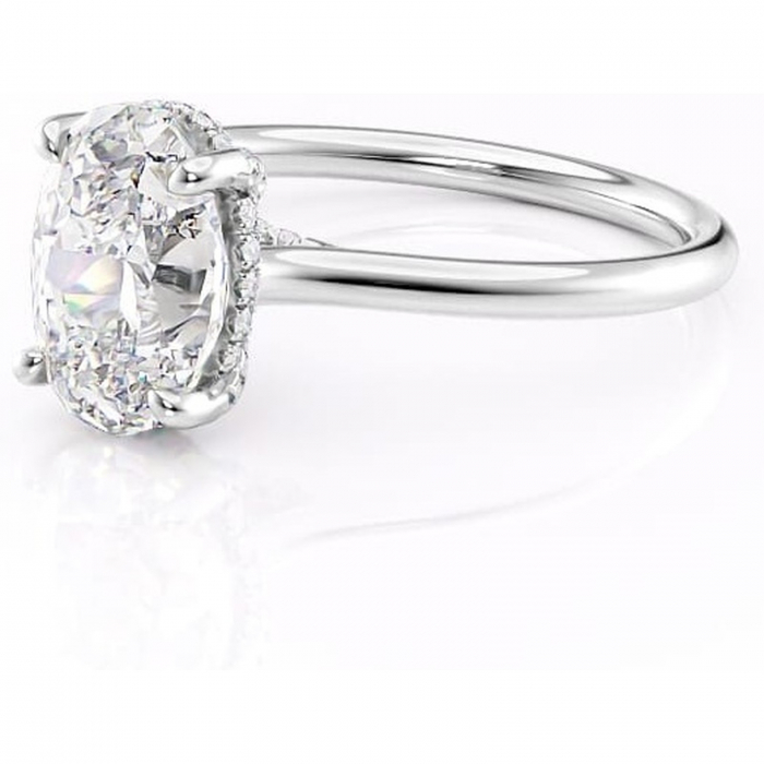 Inel de logodnă Kaia din aur Alb 14kt cu moissanite tăietură ovală – Solitar rafinată pentru profil mediu | Personalizează și configurează gratuit online [7]