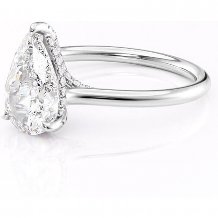 Inel de logodnă Kaia din aur Alb 18kt cu moissanite tăietură pară – Solitar rafinată pentru profil mediu | Personalizează și configurează gratuit online [7]