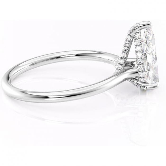 Inel de logodnă Kaia din aur Alb 18kt cu moissanite tăietură pară – Solitar rafinată pentru profil mediu | Personalizează și configurează gratuit online [2]