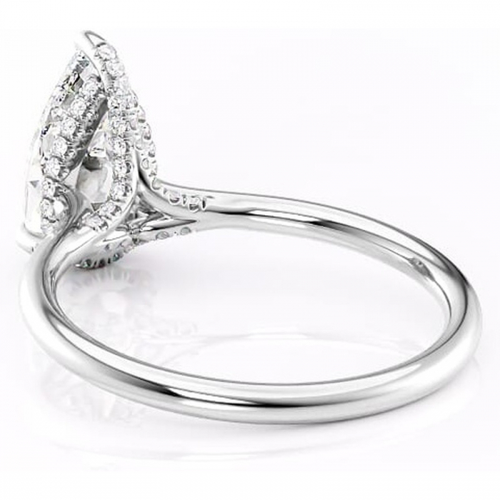 Inel de logodnă Kaia din aur Alb 18kt cu moissanite tăietură pară – Solitar rafinată pentru profil mediu | Personalizează și configurează gratuit online [4]