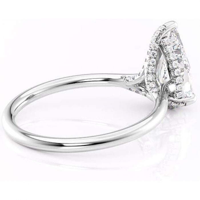 Inel de logodnă Kaia din aur Alb 18kt cu moissanite tăietură pară – Solitar rafinată pentru profil mediu | Personalizează și configurează gratuit online [3]