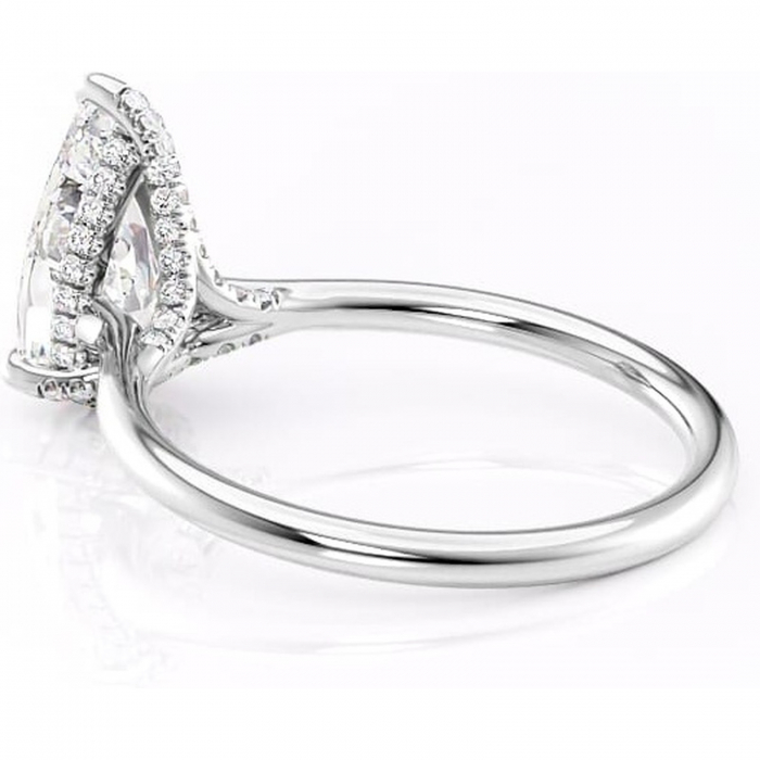 Inel de logodnă Kaia din aur Alb 18kt cu moissanite tăietură pară – Solitar rafinată pentru profil mediu | Personalizează și configurează gratuit online [5]