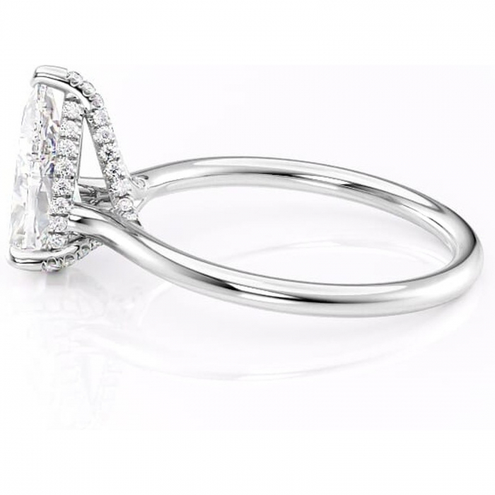 Inel de logodnă Kaia din aur Alb 18kt cu moissanite tăietură pară – Solitar rafinată pentru profil mediu | Personalizează și configurează gratuit online [6]