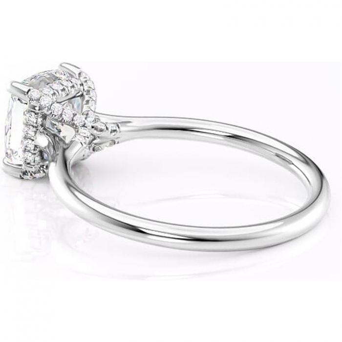Inel de logodnă Kaia din aur Alb 14kt cu moissanite tăietură pernă – Solitar rafinată pentru profil mediu | Personalizează și configurează gratuit online [5]