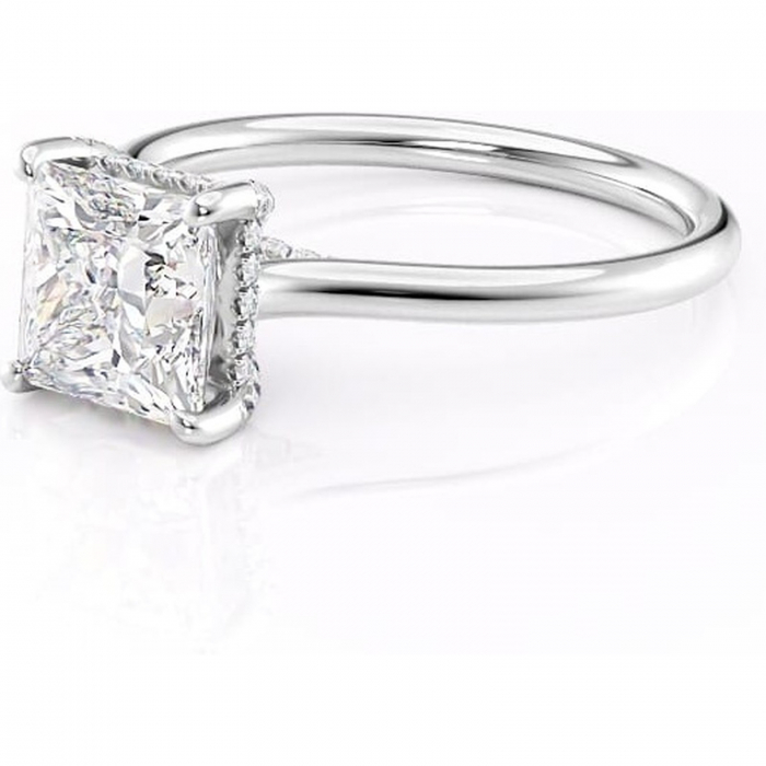 Inel de logodnă Kaia din aur Alb 18kt cu moissanite tăietură princess – Solitar rafinată pentru profil mediu | Personalizează și configurează gratuit online [7]