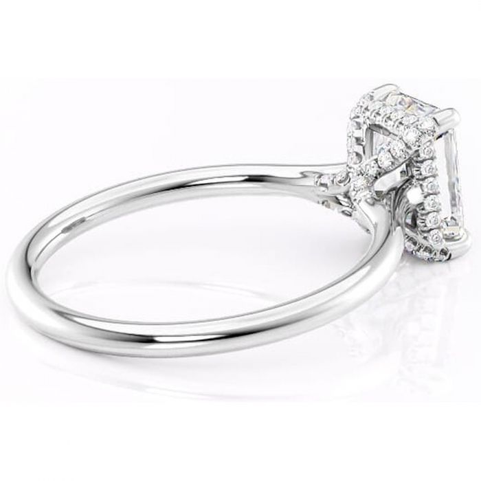 Inel de logodnă Kaia din aur Alb 14kt cu moissanite tăietură radiantă – Solitar rafinată pentru profil mediu | Personalizează și configurează gratuit online [3]