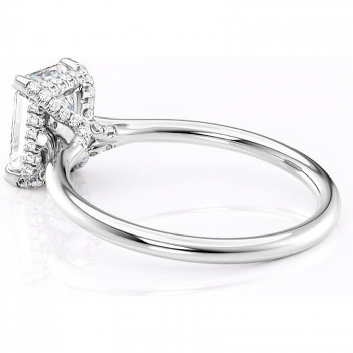 Inel de logodnă Kaia din aur Alb 14kt cu moissanite tăietură radiantă – Solitar rafinată pentru profil mediu | Personalizează și configurează gratuit online [5]