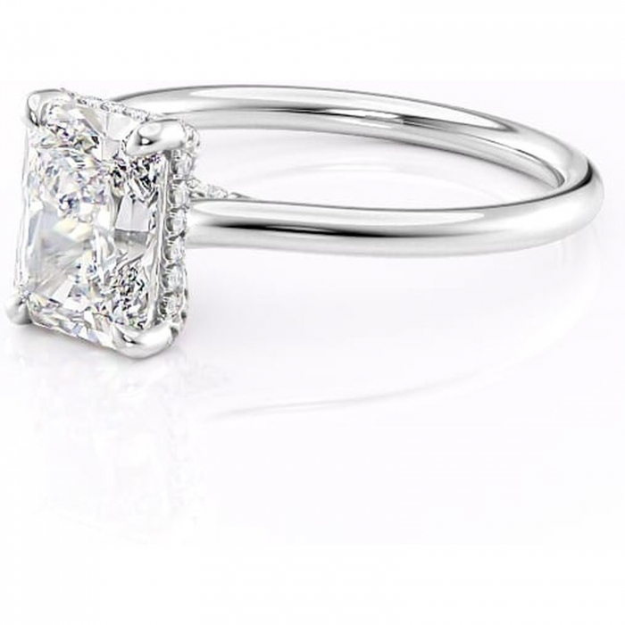 Inel de logodnă Kaia din aur Alb 14kt cu moissanite tăietură radiantă – Solitar rafinată pentru profil mediu | Personalizează și configurează gratuit online [7]