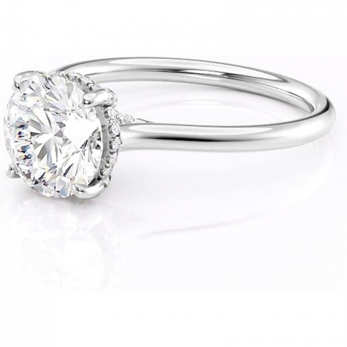 Inel de logodnă Kaia din aur Alb 14kt cu moissanite tăietură rotundă – Solitar rafinată pentru profil mediu | Personalizează și configurează gratuit online [7]