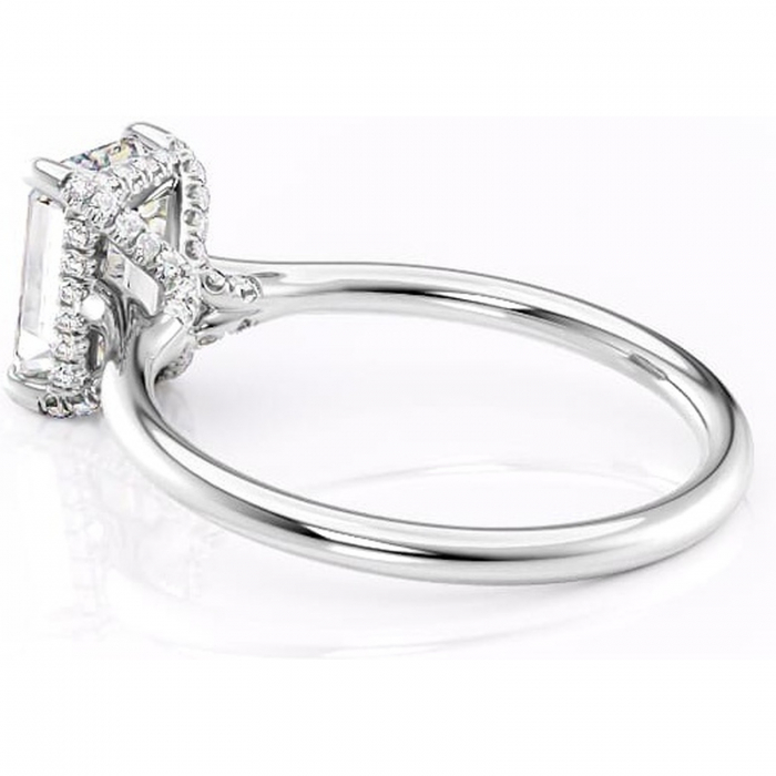 Inel de logodnă Kaia din aur Alb 18kt cu moissanite tăietură smarald – Solitar rafinată pentru profil mediu | Personalizează și configurează gratuit online [5]