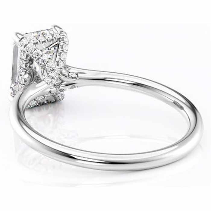 Inel de logodnă Kaia din aur Alb 18kt cu moissanite tăietură smarald – Solitar rafinată pentru profil mediu | Personalizează și configurează gratuit online [4]