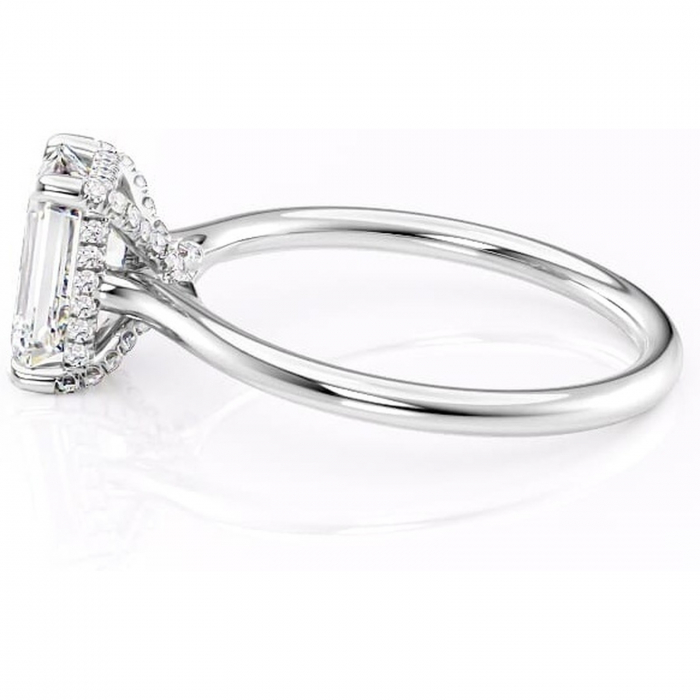 Inel de logodnă Kaia din aur Alb 18kt cu moissanite tăietură smarald – Solitar rafinată pentru profil mediu | Personalizează și configurează gratuit online [6]