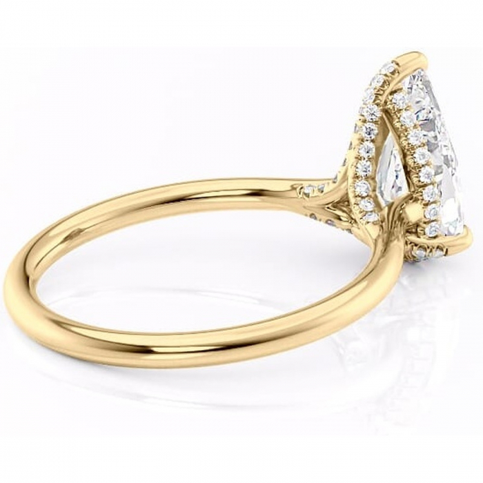 Inel de logodnă Kaia din aur Galben 18kt cu moissanite tăietură pară – Solitar rafinată pentru profil mediu | Personalizează și configurează gratuit online [3]