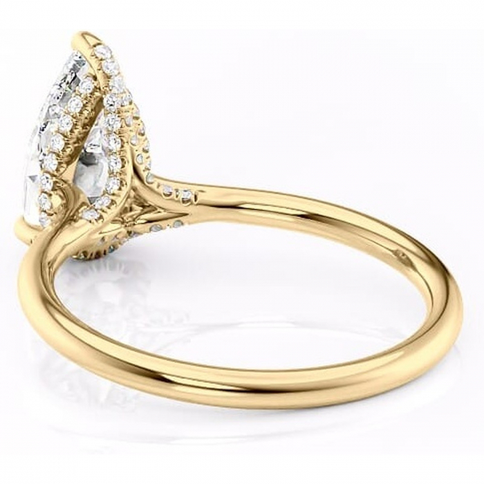 Inel de logodnă Kaia din aur Galben 18kt cu moissanite tăietură pară – Solitar rafinată pentru profil mediu | Personalizează și configurează gratuit online [4]