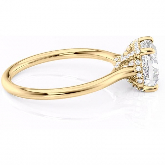 Inel de logodnă Kaia din aur Galben 14kt cu moissanite tăietură pernă – Solitar rafinată pentru profil mediu | Personalizează și configurează gratuit online [2]