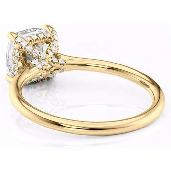 Inel de logodnă Kaia din aur Galben 14kt cu moissanite tăietură pernă – Solitar rafinată pentru profil mediu | Personalizează și configurează gratuit online [4]