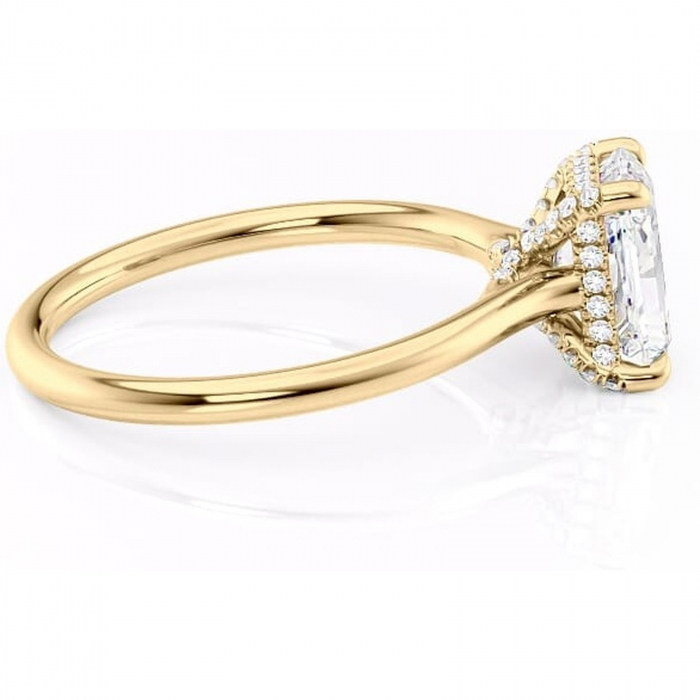 Inel de logodnă Kaia din aur Galben 14kt cu moissanite tăietură radiantă – Solitar rafinată pentru profil mediu | Personalizează și configurează gratuit online [2]