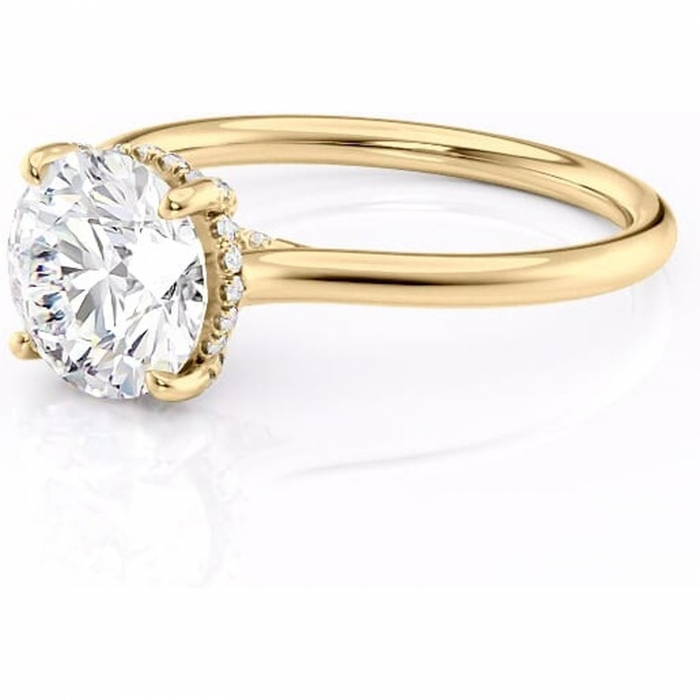 Inel de logodnă Kaia din aur Galben 14kt cu moissanite tăietură rotundă – Solitar rafinată pentru profil mediu | Personalizează și configurează gratuit online [7]