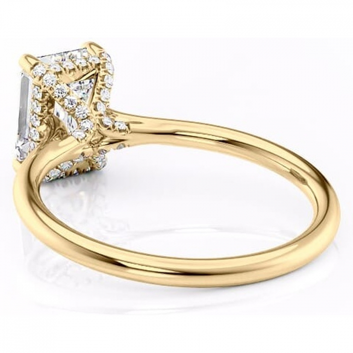 Inel de logodnă Kaia din aur Galben 14kt cu moissanite tăietură smarald – Solitar rafinată pentru profil mediu | Personalizează și configurează gratuit online [4]